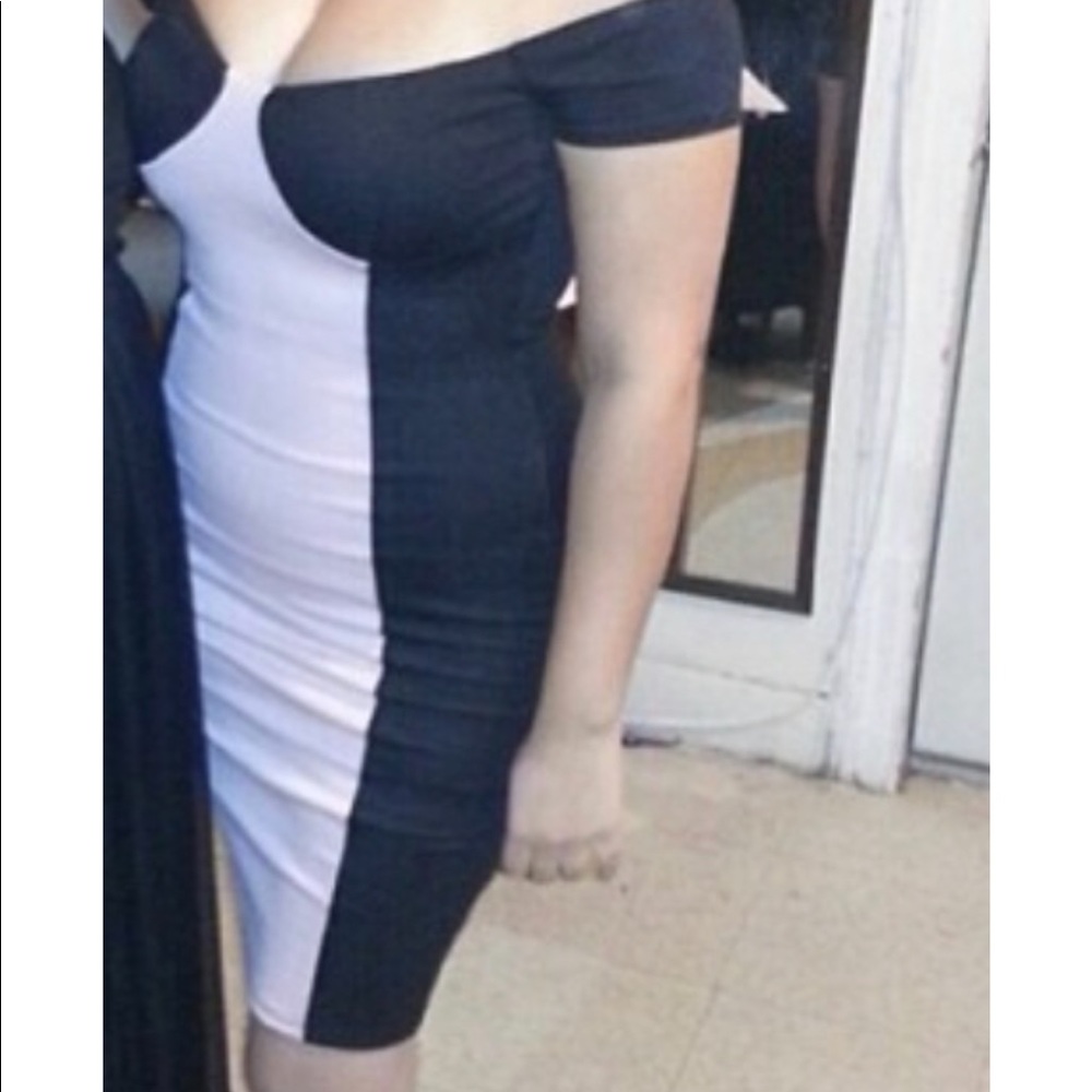 Off the Shoulder Color Block Dress